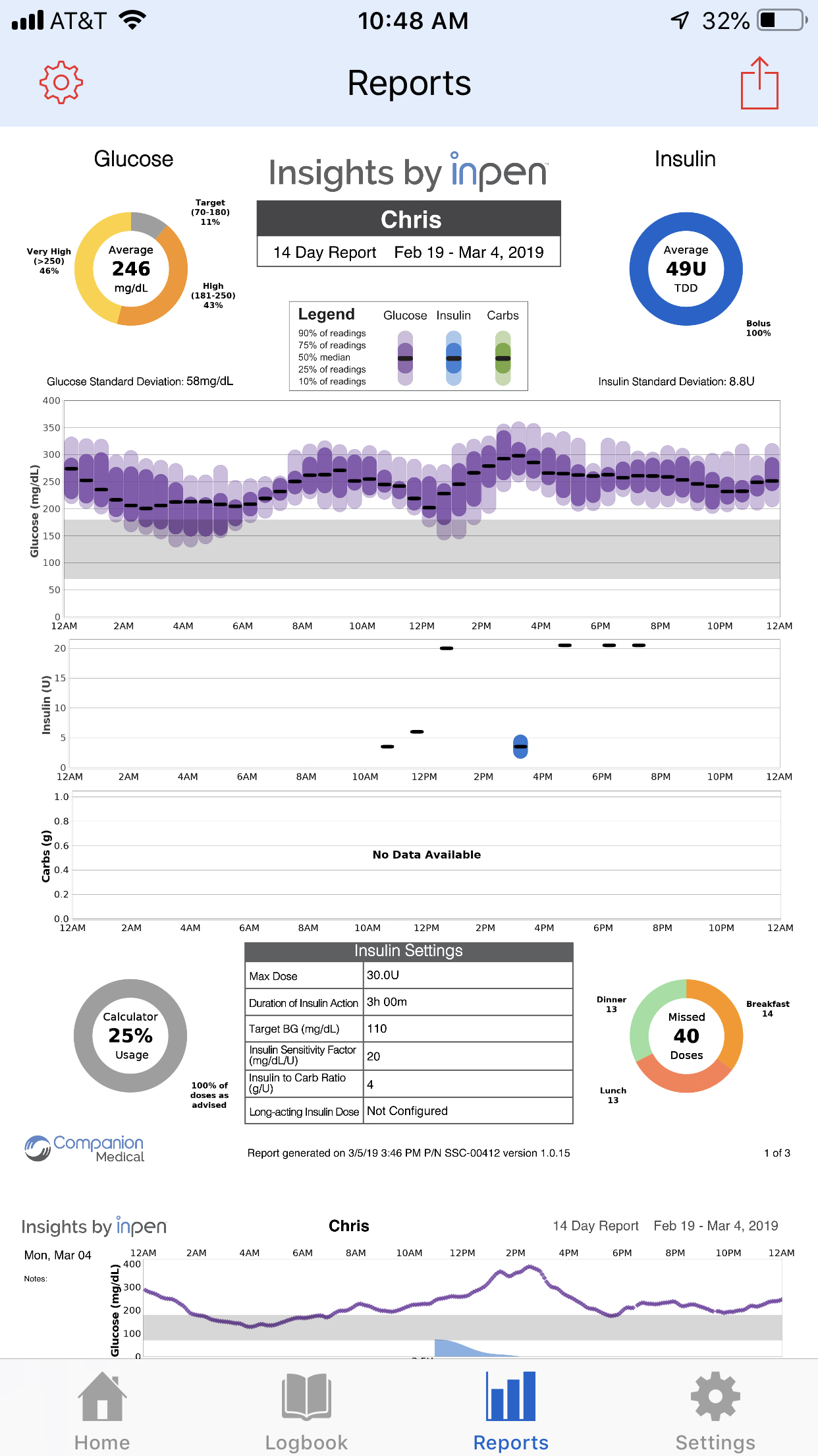 companion medical inpen reports view